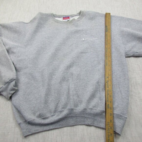Champion Authentic Sweatshirt Mens Large Gray Fleece Lined Script Logo Pullover - Picture 9 of 10